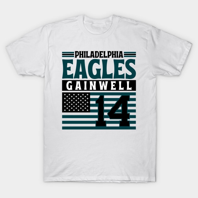 Philadelphia Eagles Gainwell 14 American Flag Football T-Shirt by Astronaut.co